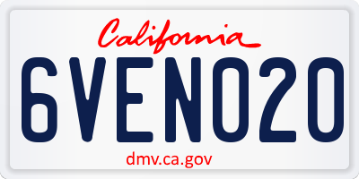 CA license plate 6VEN020