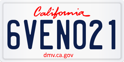 CA license plate 6VEN021