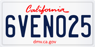 CA license plate 6VEN025