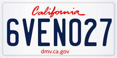 CA license plate 6VEN027