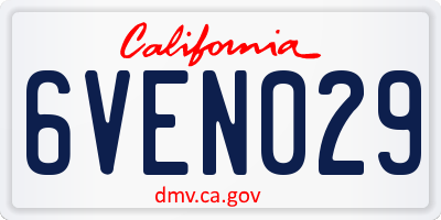 CA license plate 6VEN029