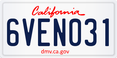 CA license plate 6VEN031