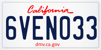 CA license plate 6VEN033