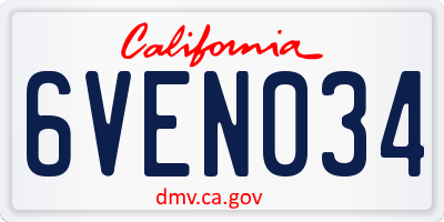 CA license plate 6VEN034