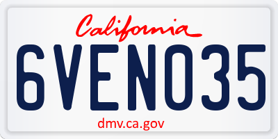 CA license plate 6VEN035