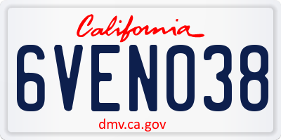 CA license plate 6VEN038