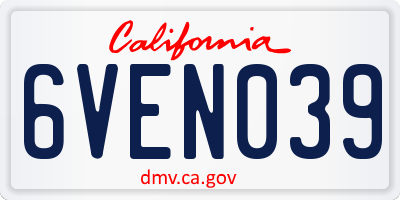 CA license plate 6VEN039