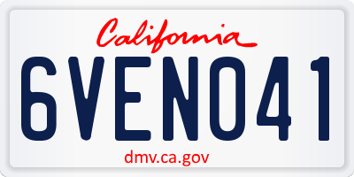CA license plate 6VEN041