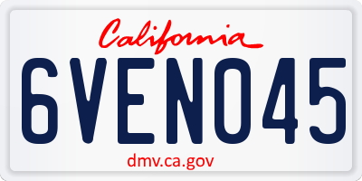 CA license plate 6VEN045