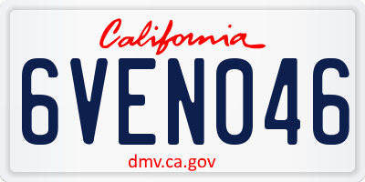 CA license plate 6VEN046