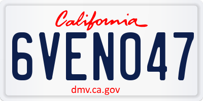 CA license plate 6VEN047