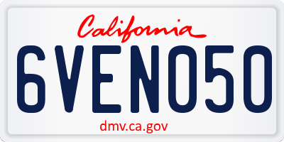 CA license plate 6VEN050