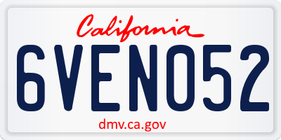 CA license plate 6VEN052