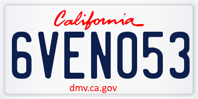 CA license plate 6VEN053