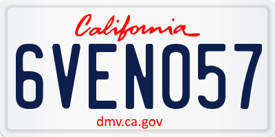 CA license plate 6VEN057