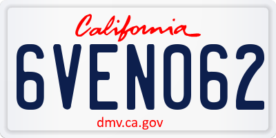 CA license plate 6VEN062