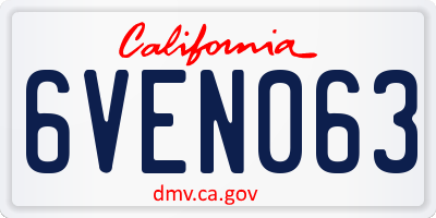 CA license plate 6VEN063