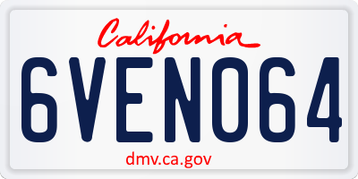 CA license plate 6VEN064