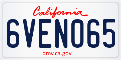 CA license plate 6VEN065