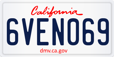 CA license plate 6VEN069