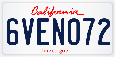 CA license plate 6VEN072