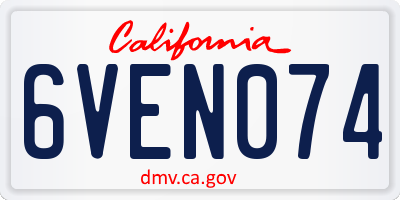 CA license plate 6VEN074