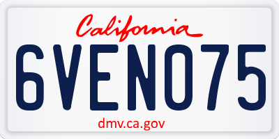CA license plate 6VEN075