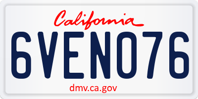 CA license plate 6VEN076