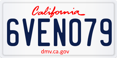 CA license plate 6VEN079
