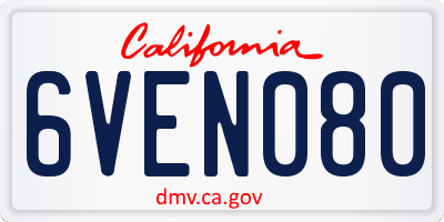 CA license plate 6VEN080