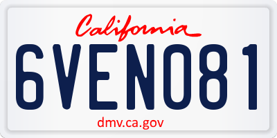 CA license plate 6VEN081