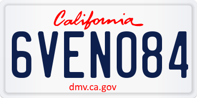 CA license plate 6VEN084
