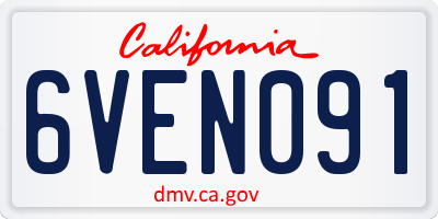 CA license plate 6VEN091