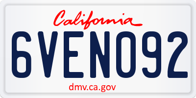 CA license plate 6VEN092
