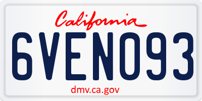 CA license plate 6VEN093