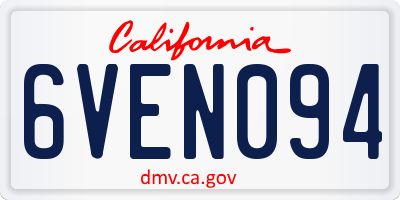 CA license plate 6VEN094