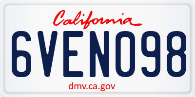 CA license plate 6VEN098
