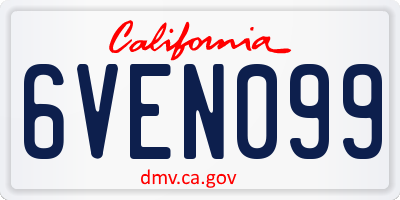 CA license plate 6VEN099