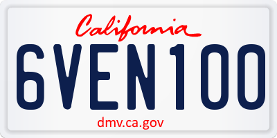 CA license plate 6VEN100