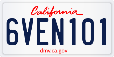 CA license plate 6VEN101