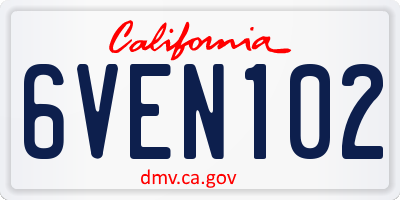 CA license plate 6VEN102