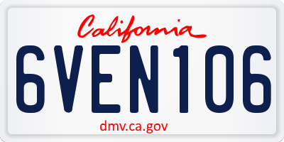 CA license plate 6VEN106