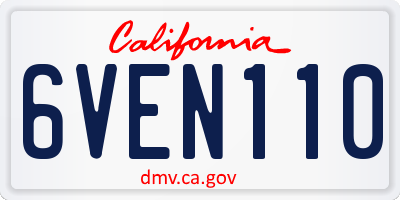 CA license plate 6VEN110