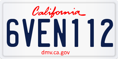 CA license plate 6VEN112