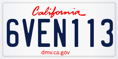 CA license plate 6VEN113