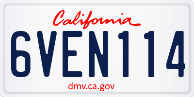 CA license plate 6VEN114