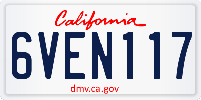 CA license plate 6VEN117