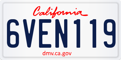 CA license plate 6VEN119