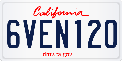 CA license plate 6VEN120