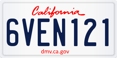CA license plate 6VEN121